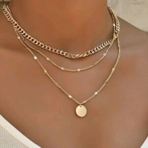 Anthropologie Brandy Trendy Layered Chain Gold Necklace 2Necklaces Tags attached